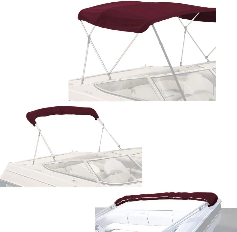 SavvyCraft 4 Bow Bimini Top Replacement Cover 9 Colors Options 8ft and 10ft Long, Durable Marine Grade Canvas Sun Shade Boat Canopy, Easy Install Zipper Sleeves, Replacement Canvas Only No Fram