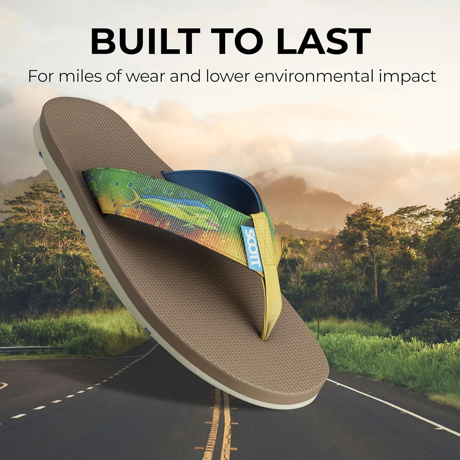 Scott Hawaii Men's Kaiko Sandal | Nylon Strap with Neoprene Lining | Molded Non-marking No-slip Outsole | Arch Support and Heel Cup | Marine & Boat Friendly