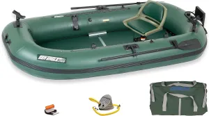 Sea Eagle StealthStalker STS10 Frameless Inflatable 10'1" Green Fishing Boat for 1-2 People, Lightweight, Transportable, Stowable- for Rivers, Lakes, Bays
