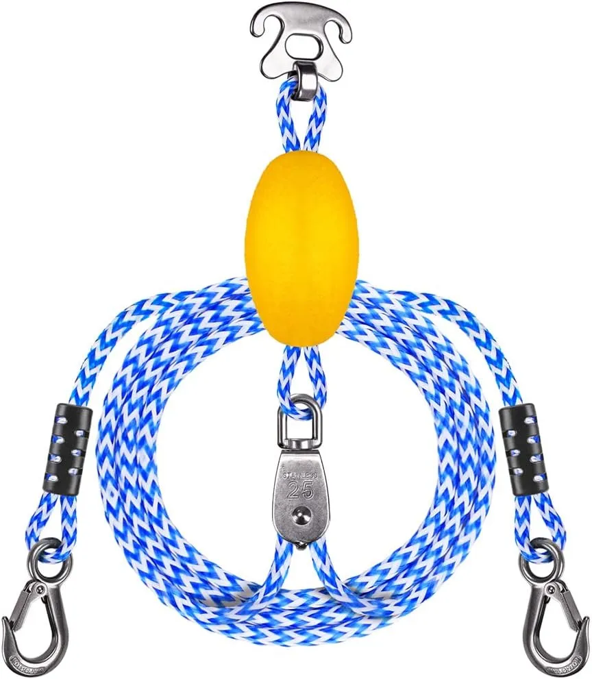 SELEWARE Heavy Duty Boat Tow Harness for Tubing, Boat Tow Rope with Stainless Steel Quick Connector, Heavy Duty Self Centering Tow Harness for Boat Water Sport Jet Ski Wakeboarding