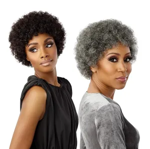 Sensationnel Empire Human Hair Wig - Salt And Pepper Bliss Contouring Mesh Cap Heat Safe (1 JETBLACK)