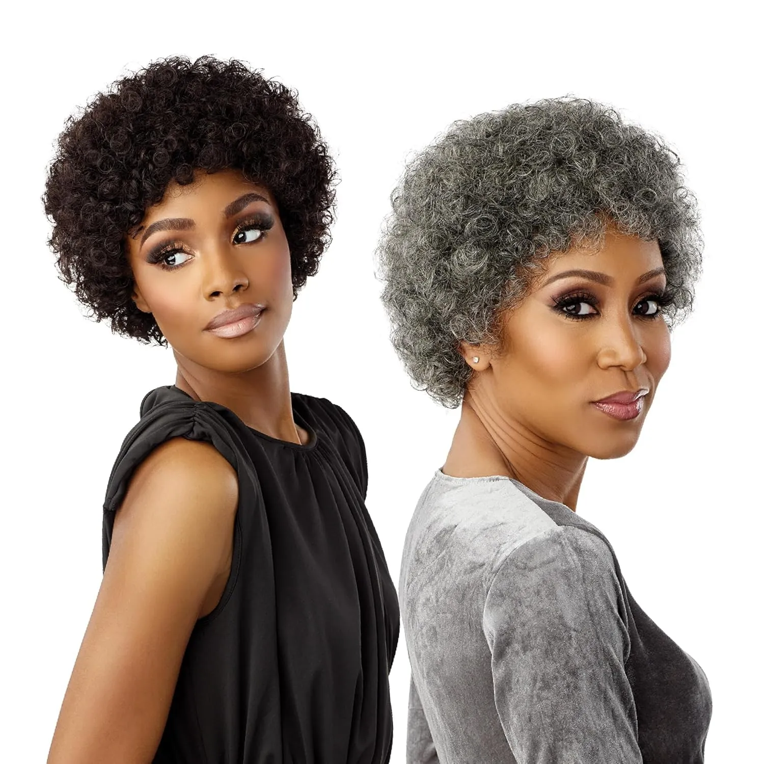 Sensationnel Empire Human Hair Wig - Salt And Pepper Bliss Contouring Mesh Cap Heat Safe (1 JETBLACK)