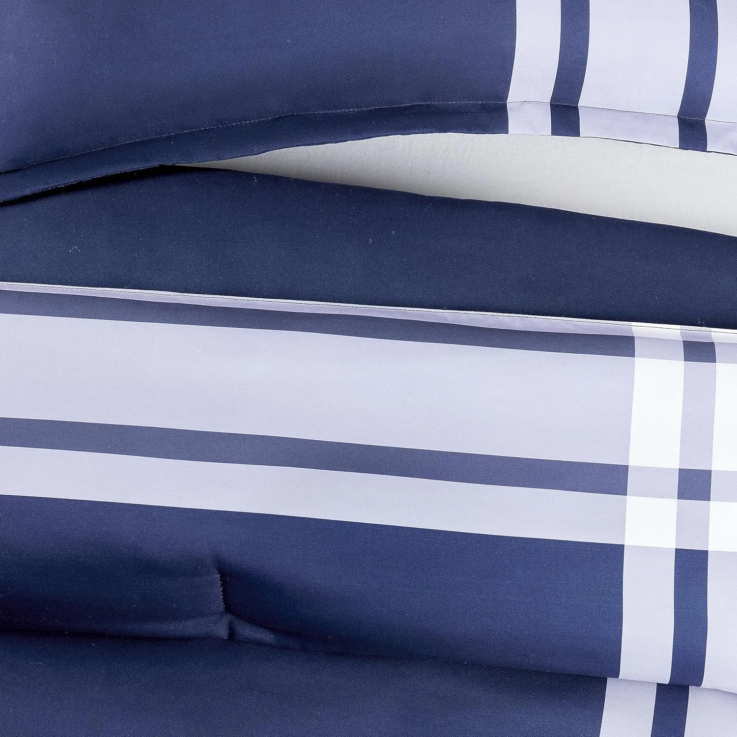 Serta Simply Clean Jax Soft 5 Piece Plaid Bed in A Bag Complete Bedding Comforter Set with Sheets and Pillow Case for All Season, Twin XL, Blue