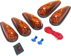 (Set of 5) 5-1/2 in. Amber Teardrop Cab Light Kit Trucks Vans Pickups Semis RVs Boat
