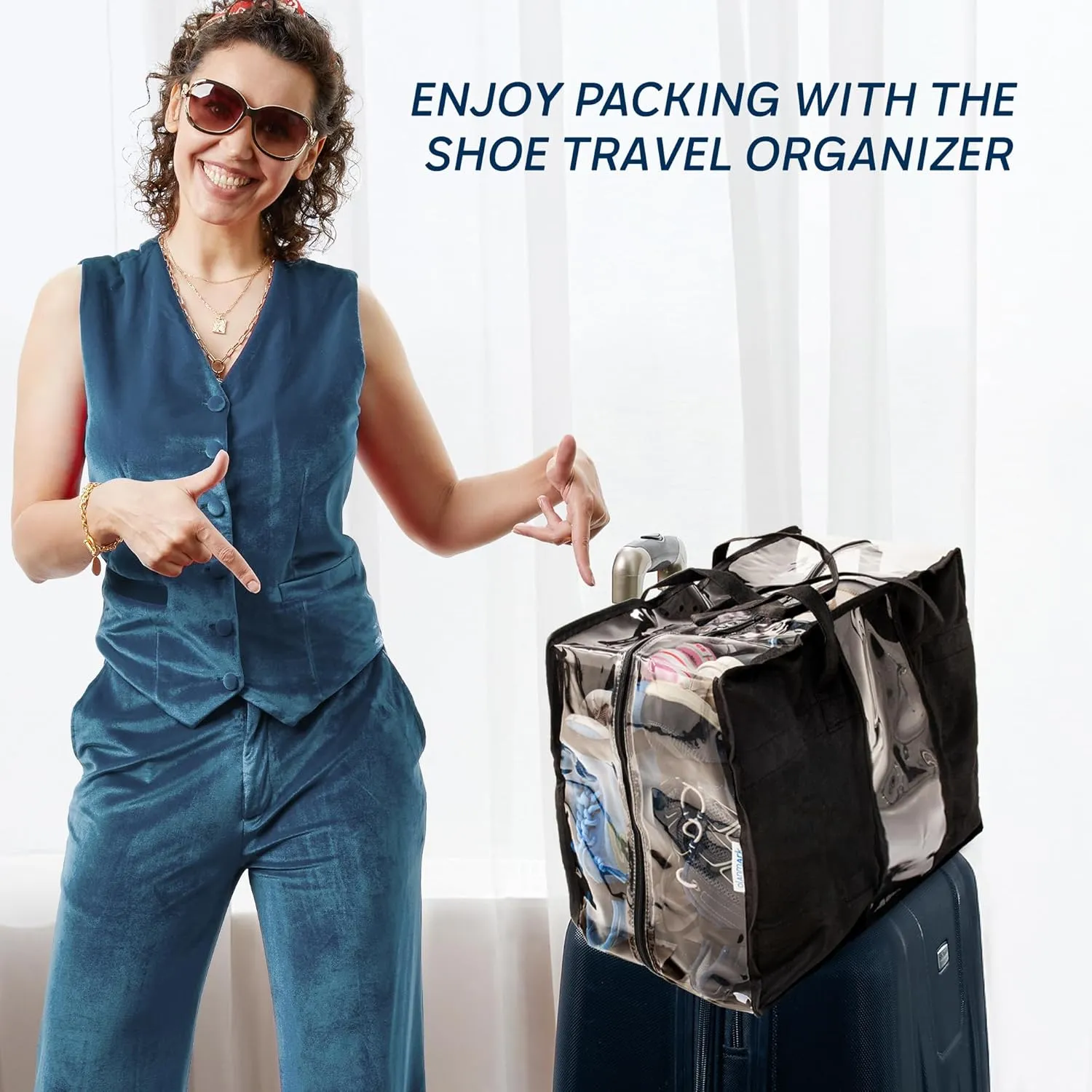 Shoe Travel Bag for 8 Pairs of Shoes - Travel Shoe Organizer - Portable Luggage Multiple Shoes Carrier Sneaker Bag - Shoe Storage Case
