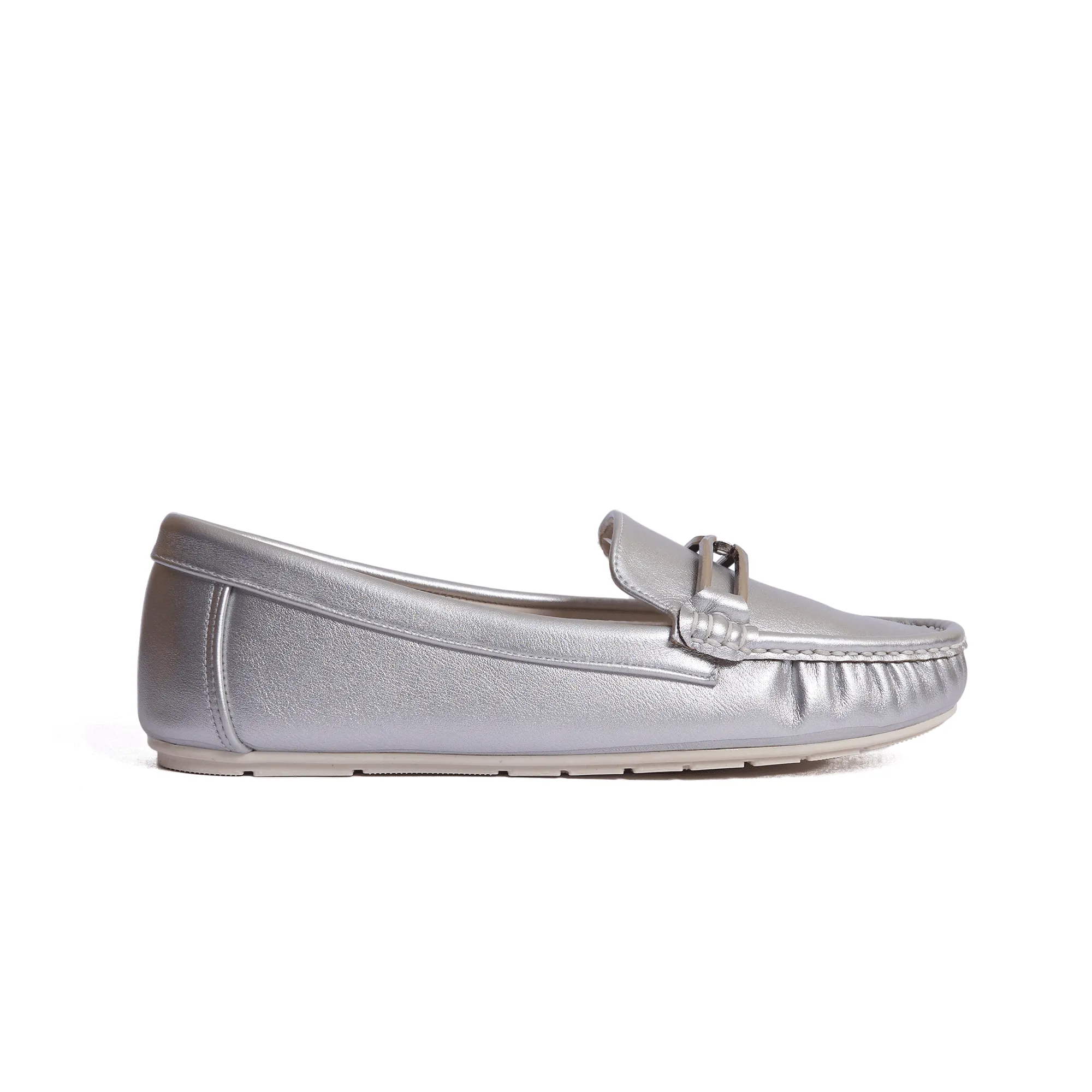 Silver Leather Ballet Flat