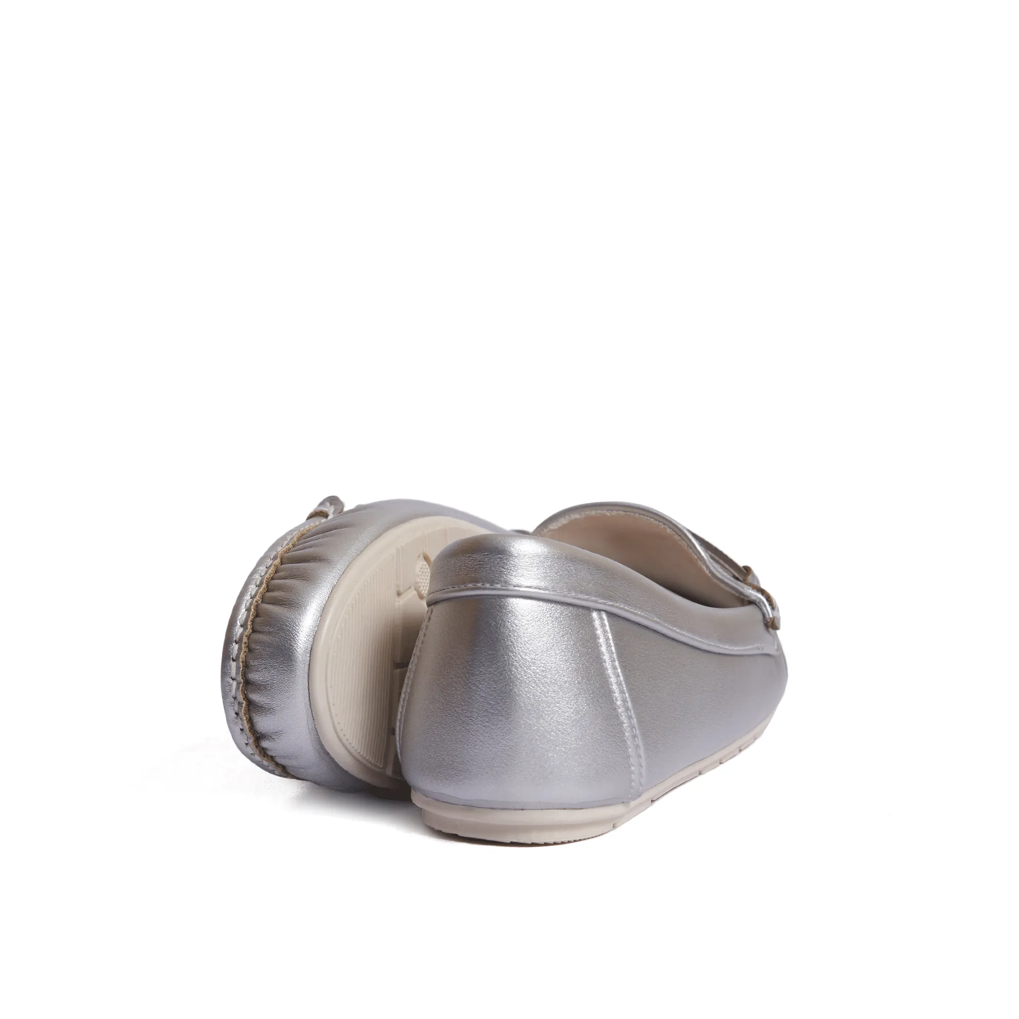 Silver Leather Ballet Flat