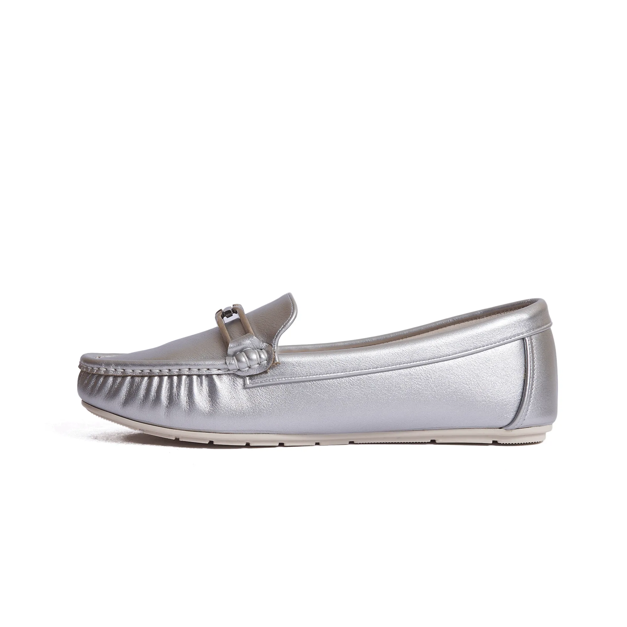 Silver Leather Ballet Flat