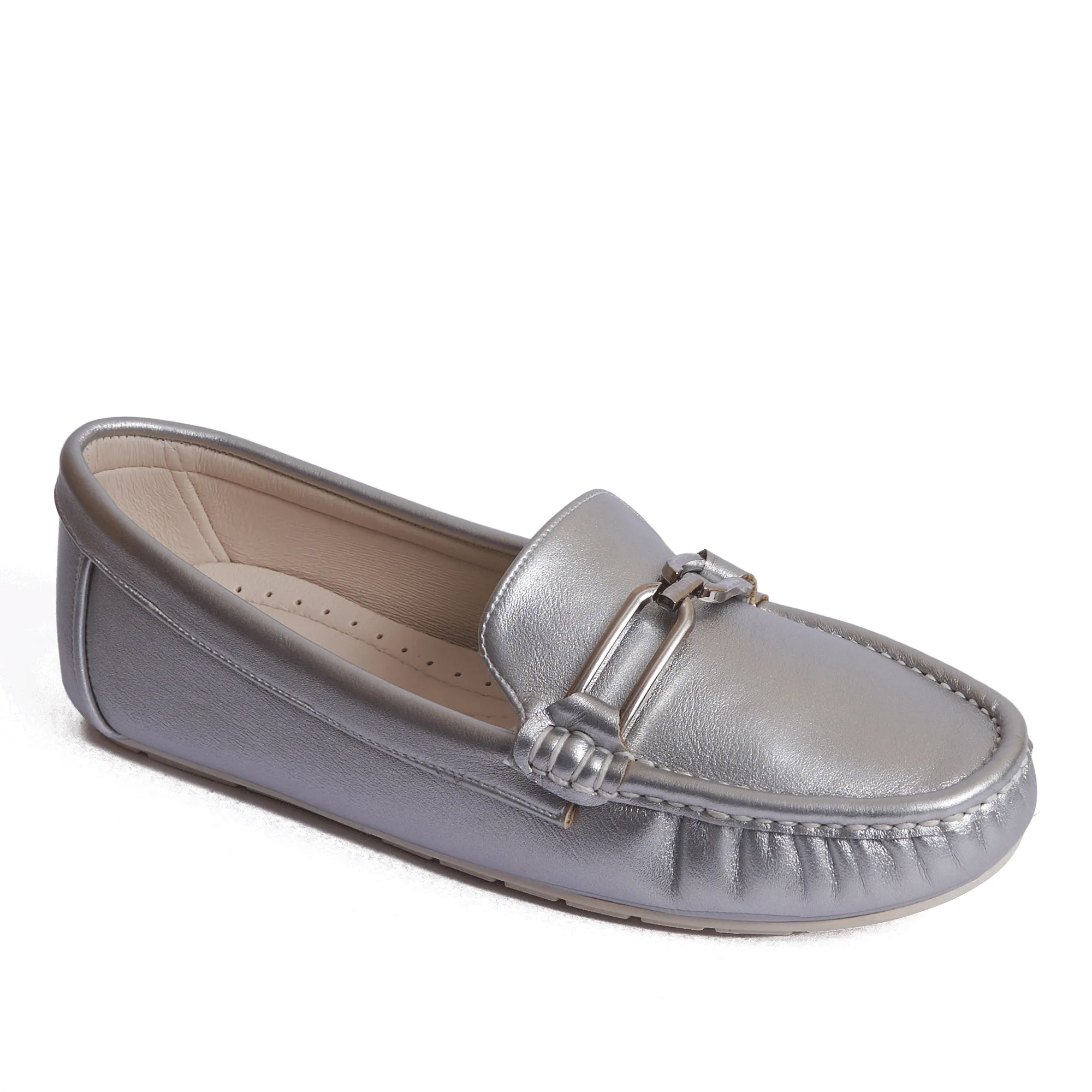 Silver Leather Ballet Flat