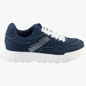 Sissy Boy Frayed Edge Sneaker With Diamante Strip