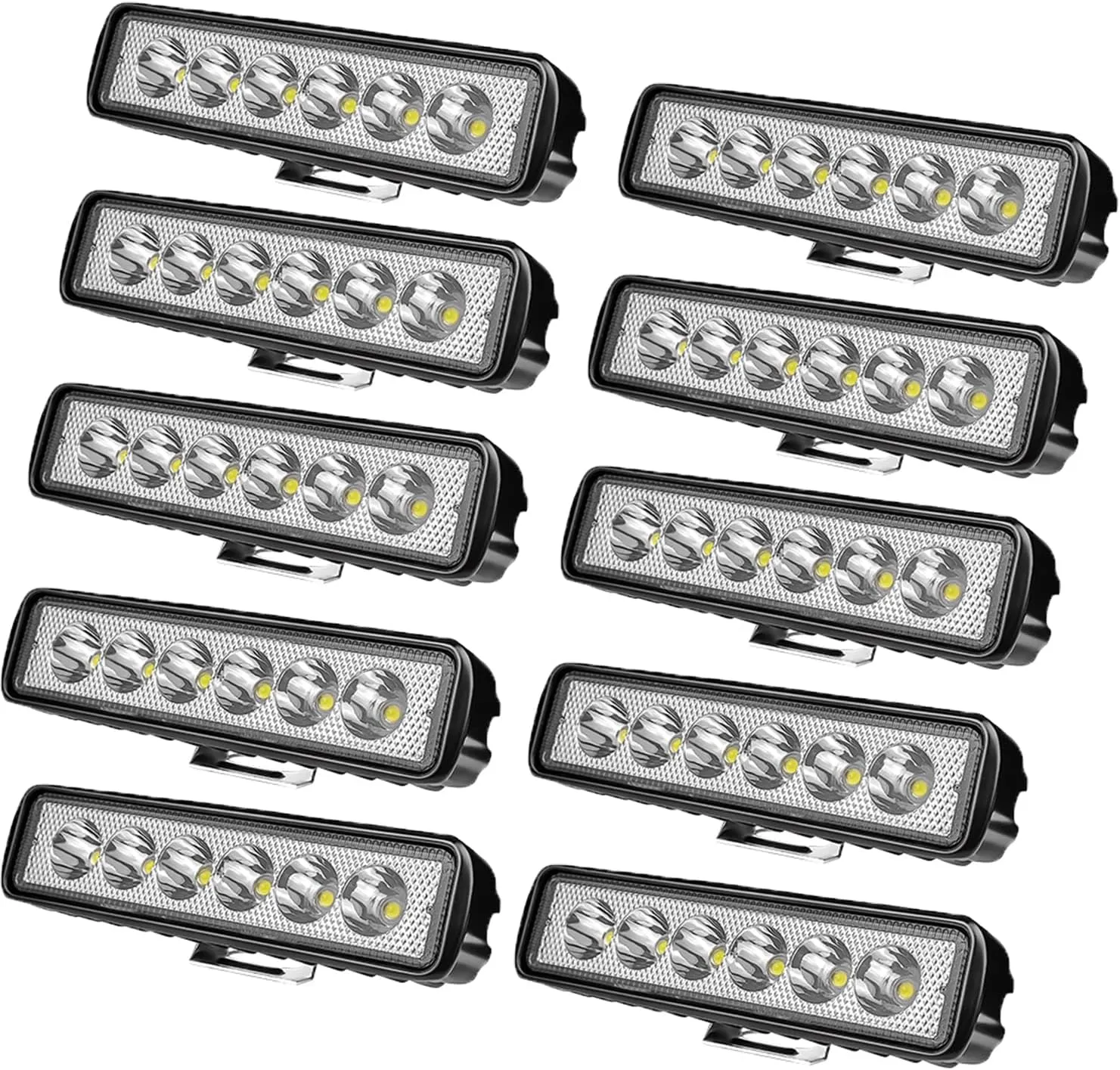 Small led Light bar,10pcs 6in 18W 14000LM Single Row Combo Flood Spot Lights Pod,Super Bright Waterproof Driving/Offroad/Motorcycle/Golf cart Lights for Truck Boat SUV ATV 4WD Tractor Hunters