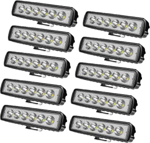 Small led Light bar,10pcs 6in 18W 14000LM Single Row Combo Flood Spot Lights Pod,Super Bright Waterproof Driving/Offroad/Motorcycle/Golf cart Lights for Truck Boat SUV ATV 4WD Tractor Hunters