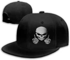 Snapback Hats for Men Flat Bill Black Mens Baseball Cap Brim Snap Back Adjustable