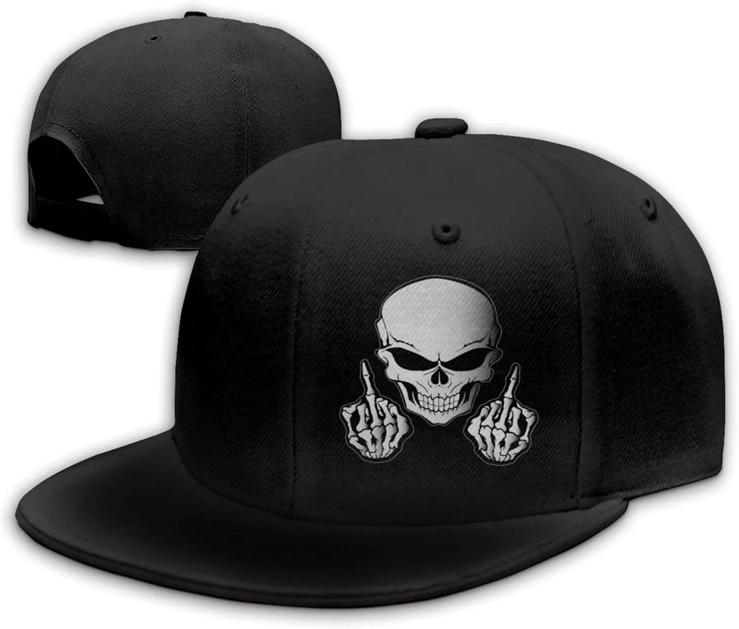 Snapback Hats for Men Flat Bill Black Mens Baseball Cap Brim Snap Back Adjustable