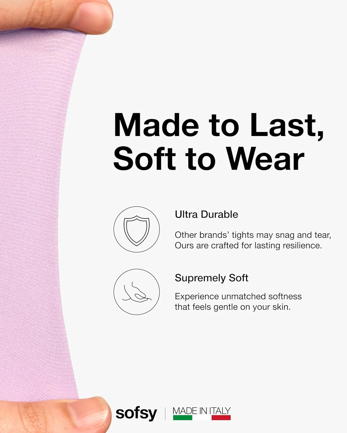 sofsy 10-Year Hosiery Craftsmanship - Italian-Made 40 Den Opaque Tights for Women | Soft High-Waist Pantyhose Solid Color