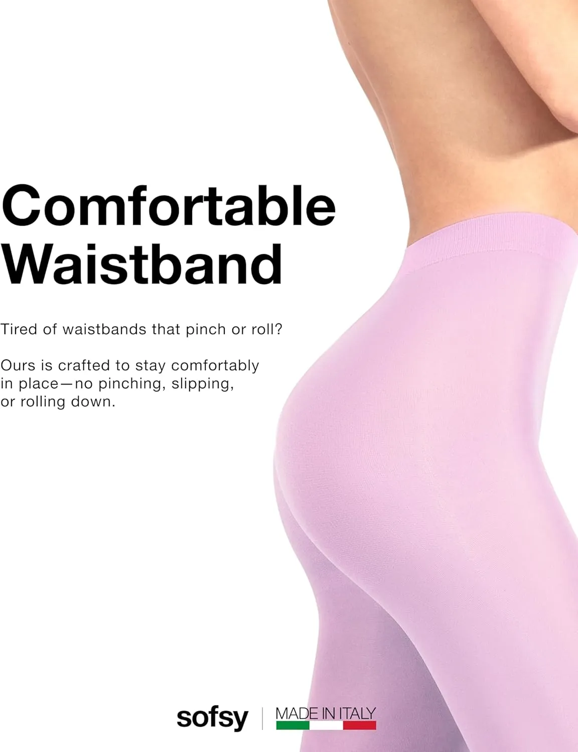 sofsy 10-Year Hosiery Craftsmanship - Italian-Made 40 Den Opaque Tights for Women | Soft High-Waist Pantyhose Solid Color