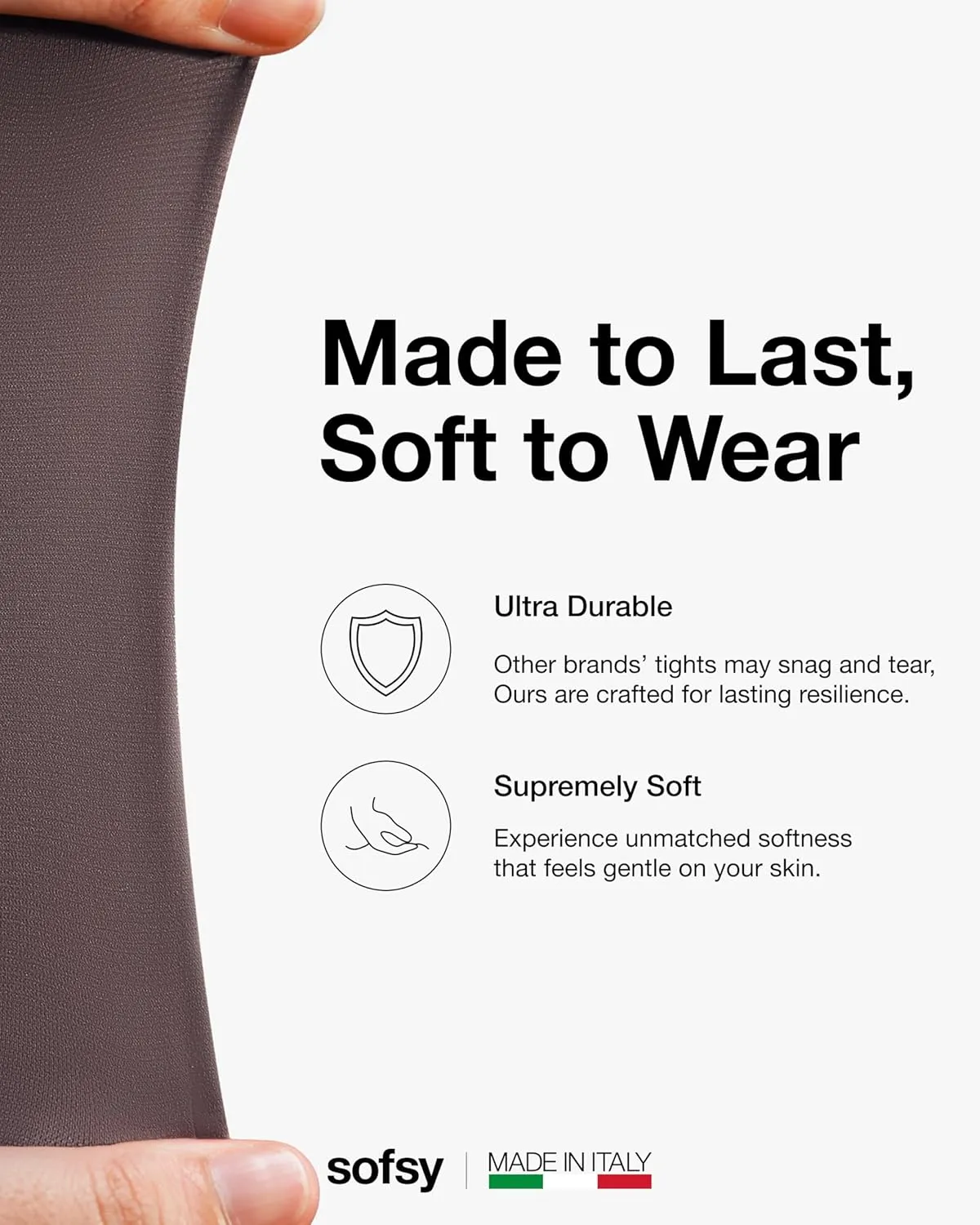 sofsy 10-Year Hosiery Craftsmanship - Italian-Made 40 Den Opaque Tights for Women | Soft High-Waist Pantyhose Solid Color