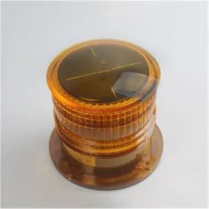 Solar Powered Marine Boat Navigation Light Round Warning Light for Pier Airport Dock Construction Use for Marine Boat (Color : Red) (Yellow)