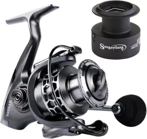 Sougayilang Fishing Reel 13 1BB Light Weight Ultra Smooth Aluminum Spinning Fishing Reel with Free Spare Graphite Spool