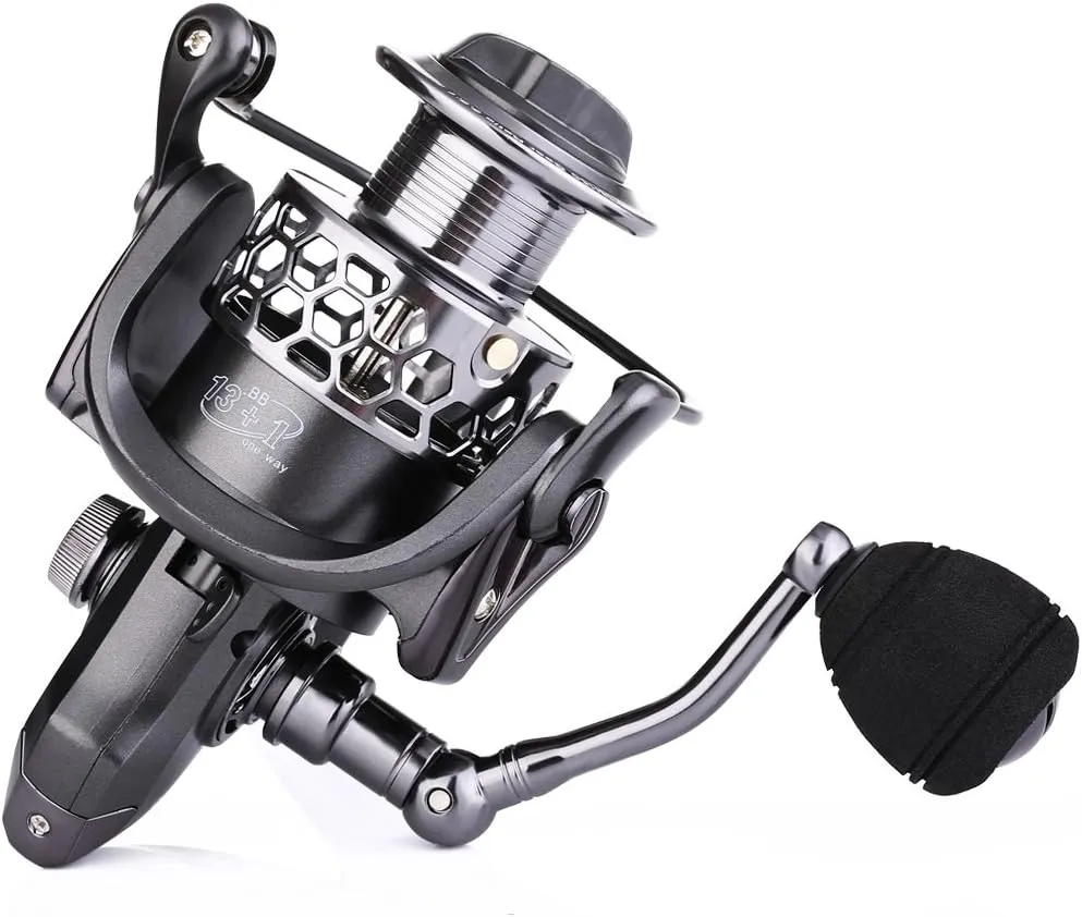Sougayilang Fishing Reel 13 1BB Light Weight Ultra Smooth Aluminum Spinning Fishing Reel with Free Spare Graphite Spool