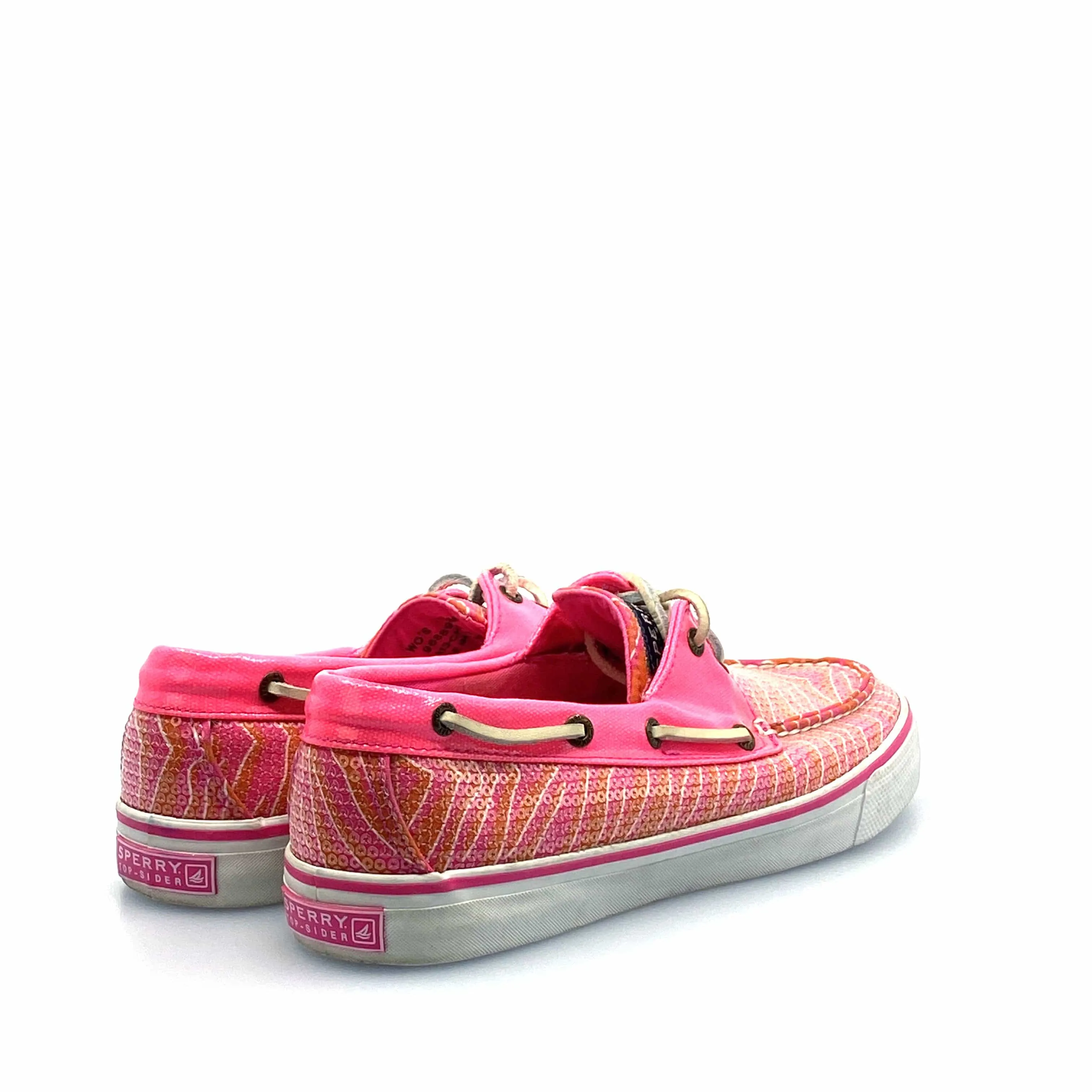 SPERRY Top-Sider Womens Size 6.5M Pink Sequined Boat Shoes Textured Patent Leather