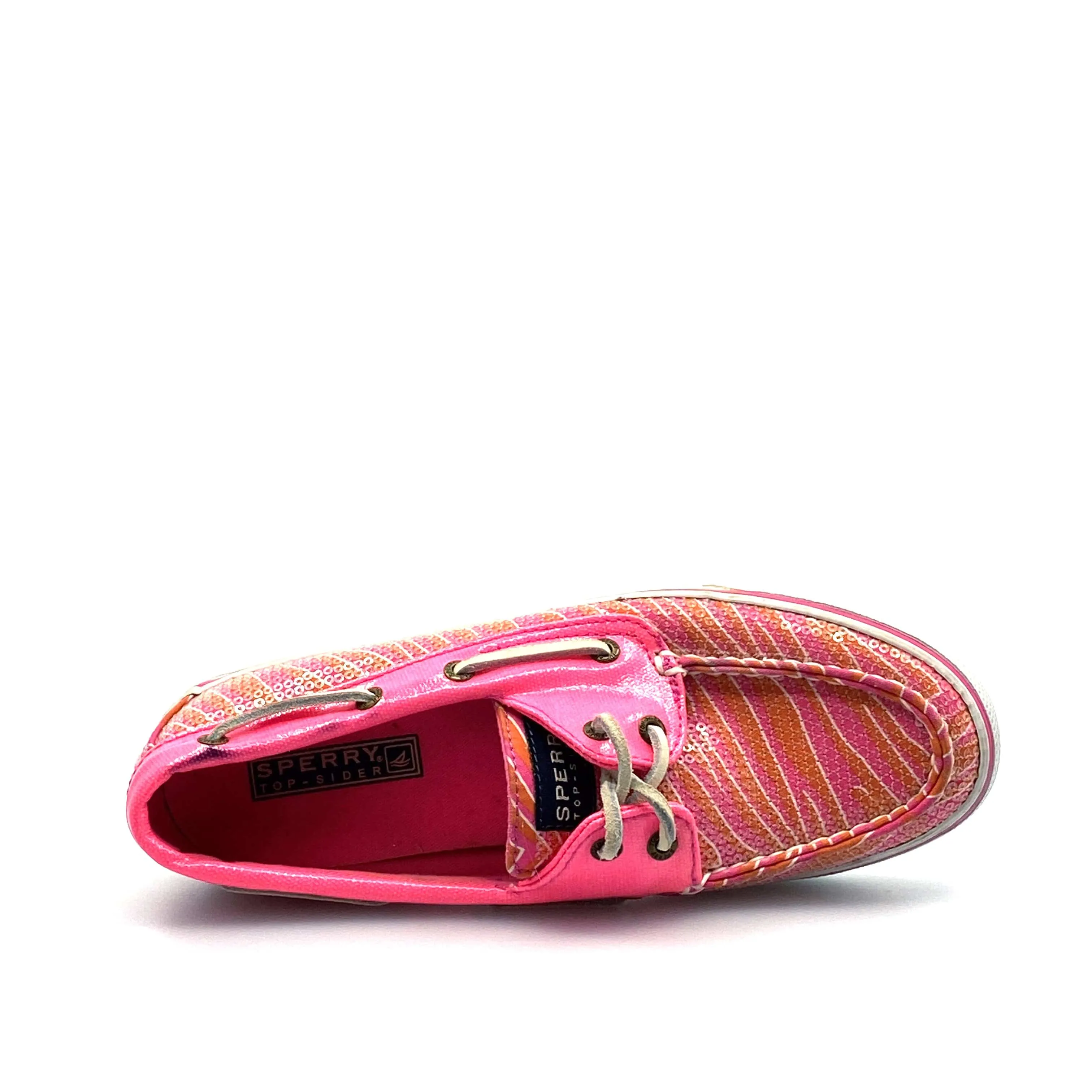 SPERRY Top-Sider Womens Size 6.5M Pink Sequined Boat Shoes Textured Patent Leather