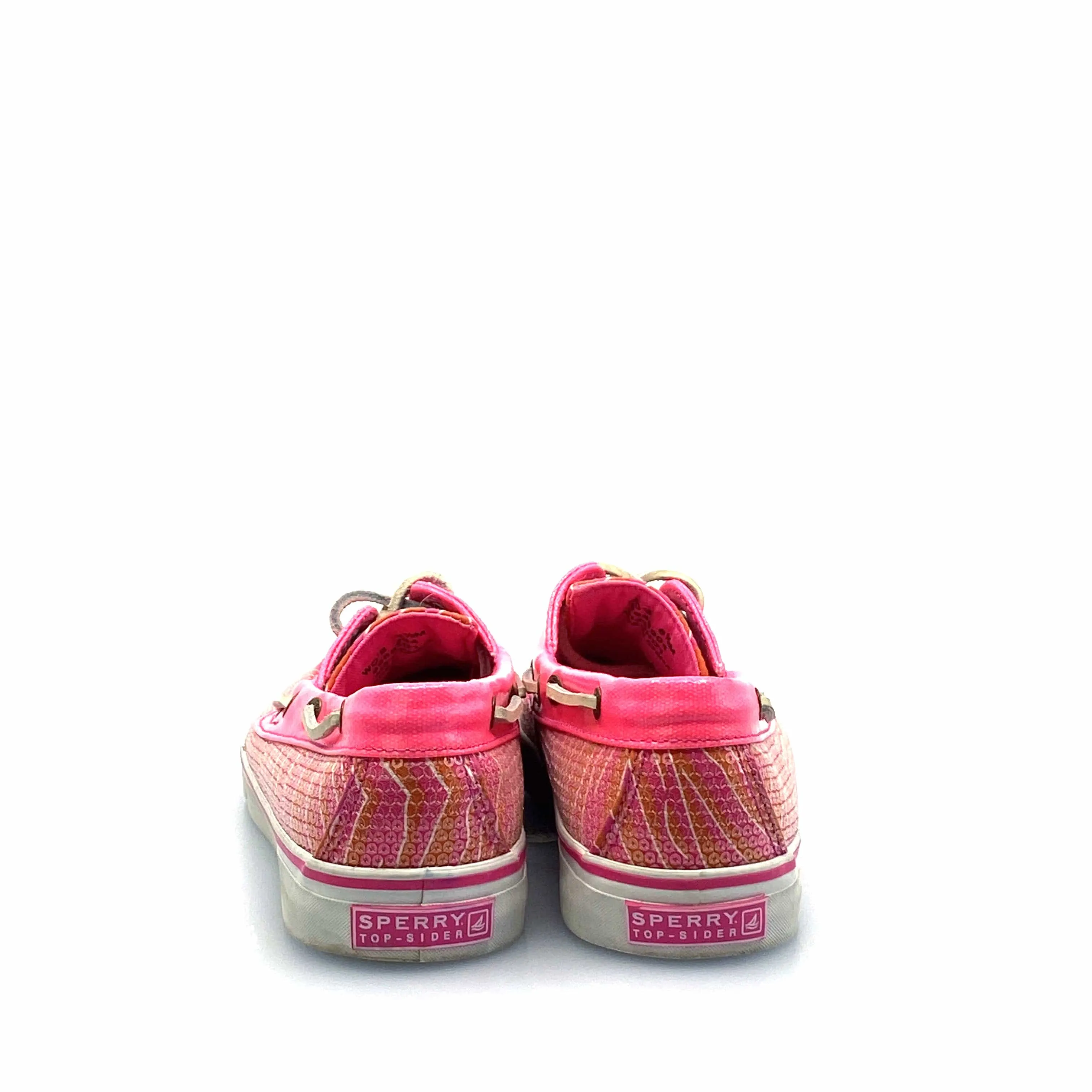 SPERRY Top-Sider Womens Size 6.5M Pink Sequined Boat Shoes Textured Patent Leather