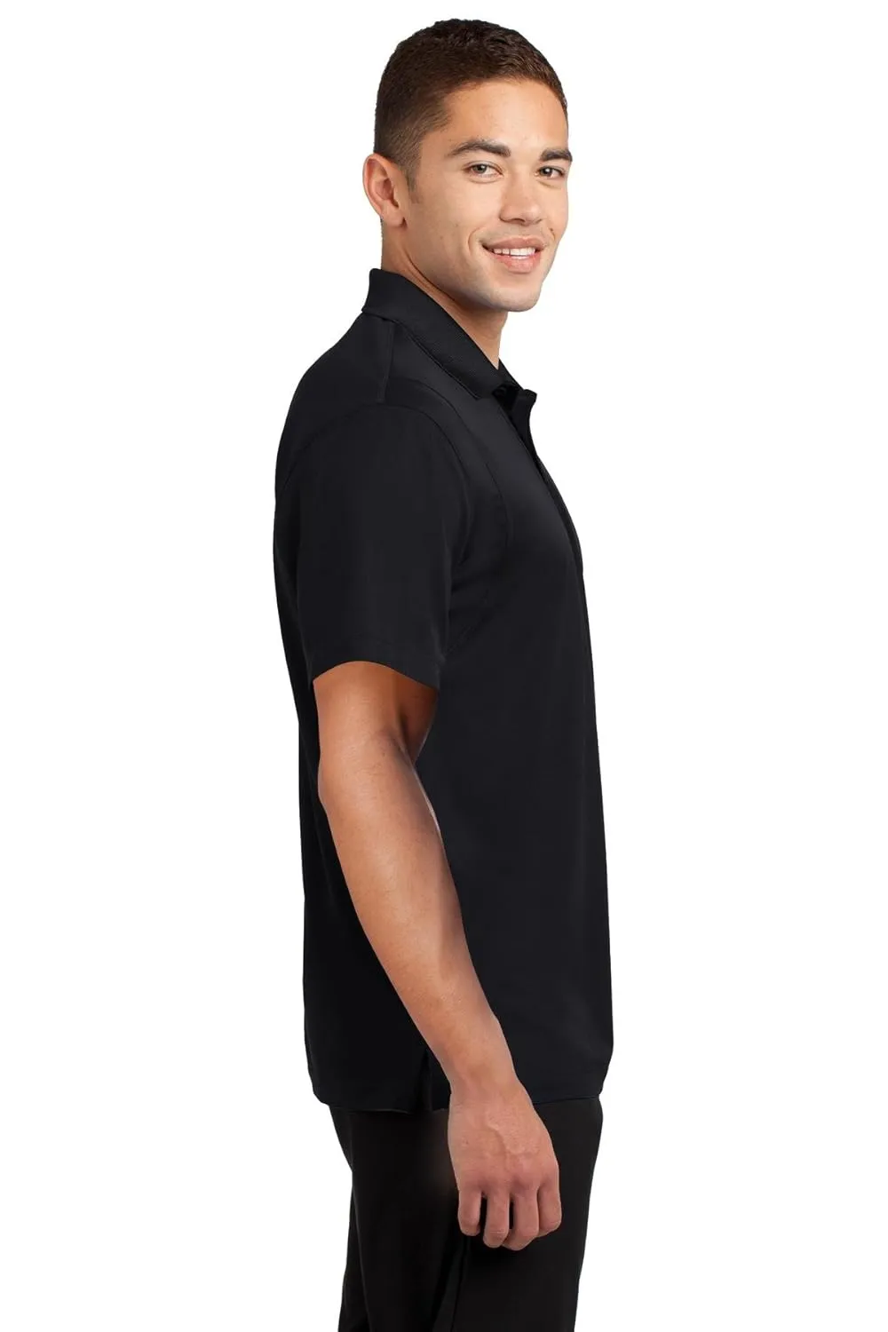 SPORT-TEK Unisex Tall Micropique Sport-Wick Polo | Short Sleeve Collared Shirt for Tall Men & Women, Casual Fit Top for Work, Tennis & Golf Black