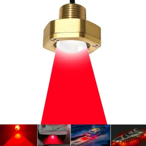 Standard 1/2in NPT Boat Drain Plug Light IP68 Waterproof Underwater Boat Trailer Light with APP RF Remote Control for Fishing Swimming Divinng,Smart Cooling System,40W,4100LM(Red)