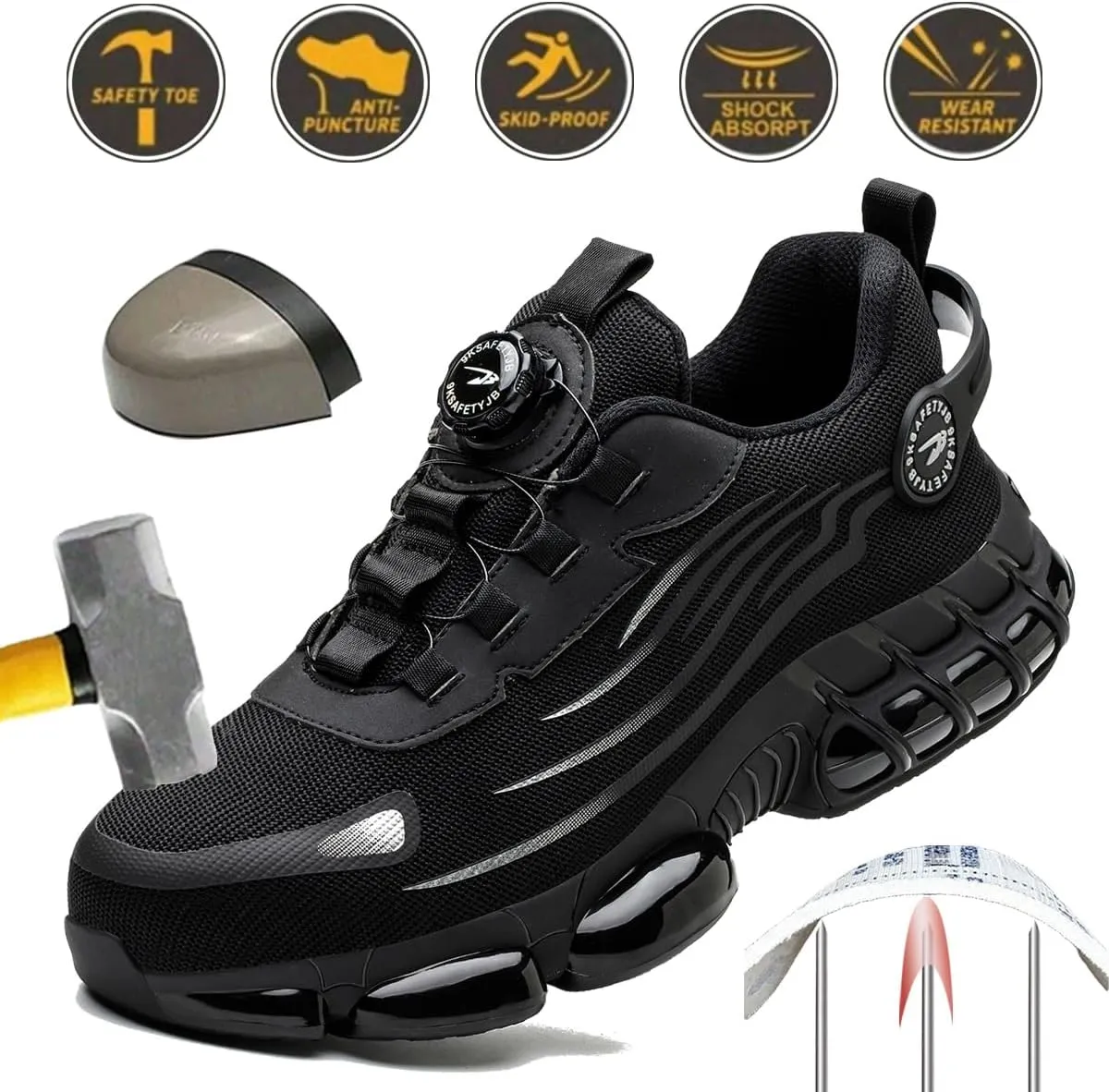 Steel Toe Shoes for Men　Indestructible Anti-Smash Pressure Resistant Air Cushion Bottom Work Shoes Sport Safety Shoes for Women