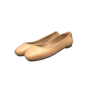 Stella Beige Leather Ballet Flats For Girls