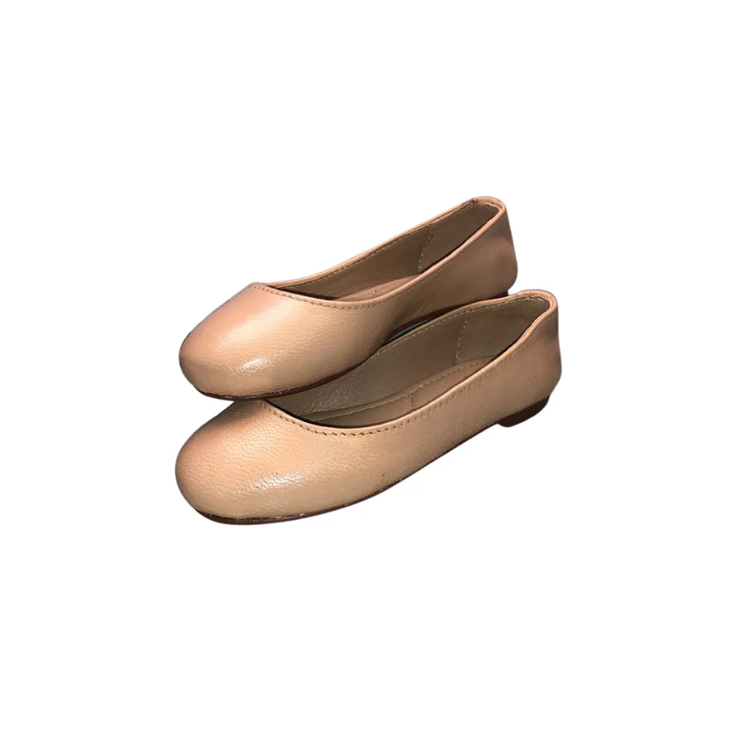 Stella Beige Leather Ballet Flats For Girls