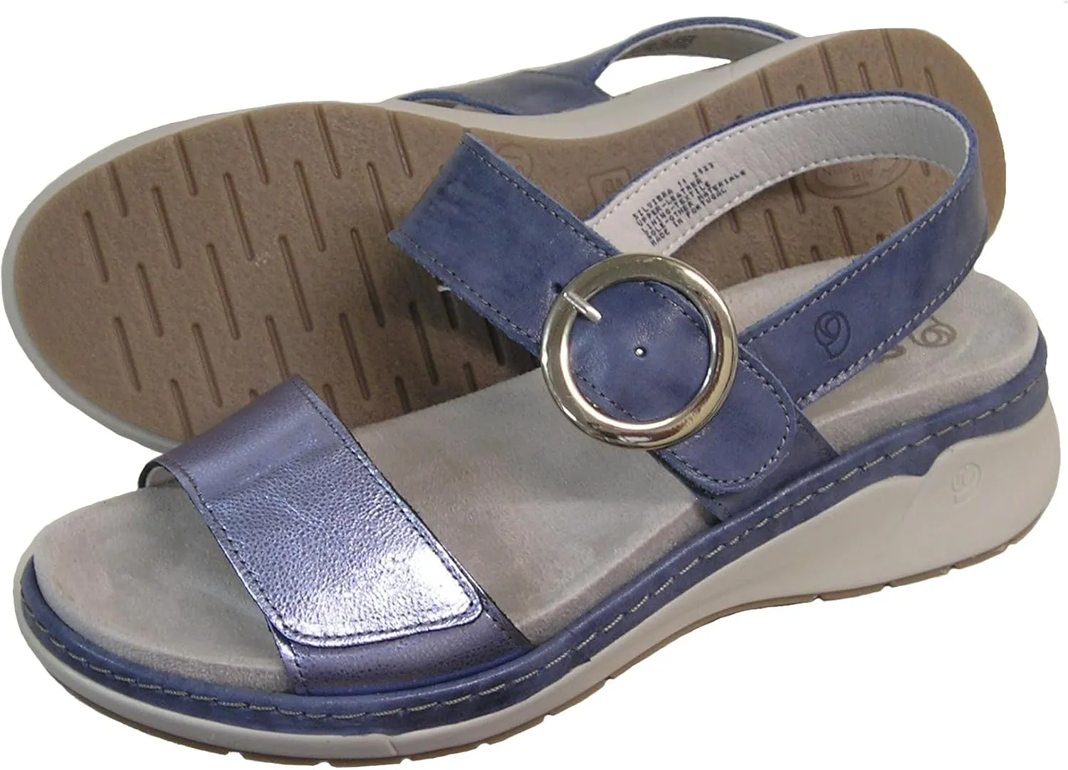 SUAVE Women's Silviera Adjustable Cushioned Insole Soft Leather Sandal (Cobalt) (Cobalt, US Footwear Size System, Adult, Women, Numeric, Medium, 10)
