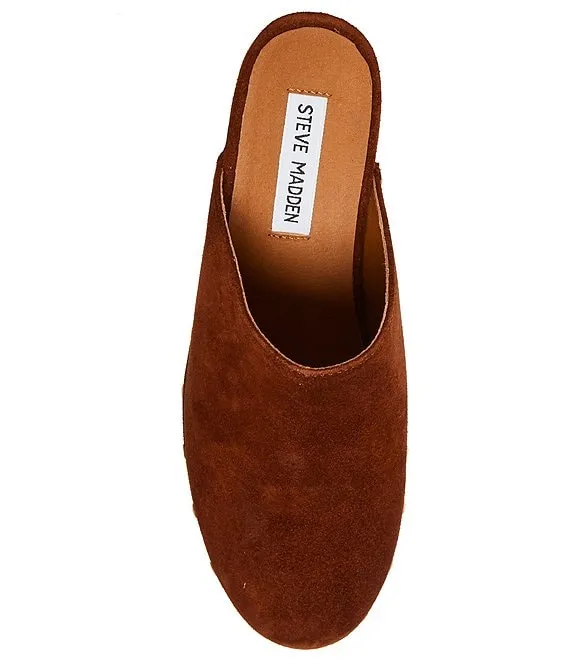 Suede Platform Cognac Embellished On Fashion Madden Easy-to-use Steve Quick dispatch Slip Clogs Brooklyn-1