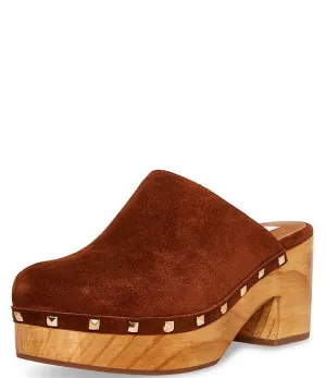 Suede Platform Cognac Embellished On Fashion Madden Easy-to-use Steve Quick dispatch Slip Clogs Brooklyn-1