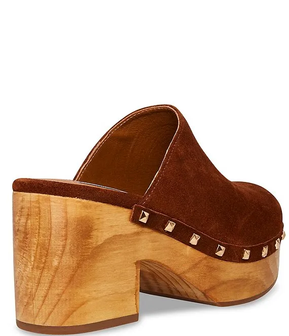 Suede Platform Cognac Embellished On Fashion Madden Easy-to-use Steve Quick dispatch Slip Clogs Brooklyn-1