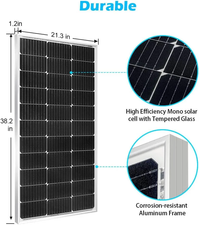 SUNGOLDPOWER 2pcs 100W Solar Panel Monocrystaline Solar Panel Module Grade A Solar Cell,Black,SG200WM