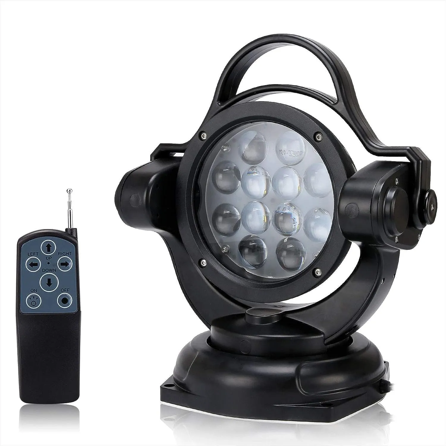 SUPAREE Remote Control LED Spotlight, 5000LM 12V 24V Outdoor LED Searchlight Auto-Reset 360°Rotation for Boat Truck Off-Road Marine Wireless Magnetic Spot Light, (6 Strong Magnets)