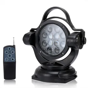 SUPAREE Remote Control LED Spotlight, 5000LM 12V 24V Outdoor LED Searchlight Auto-Reset 360°Rotation for Boat Truck Off-Road Marine Wireless Magnetic Spot Light, (6 Strong Magnets)