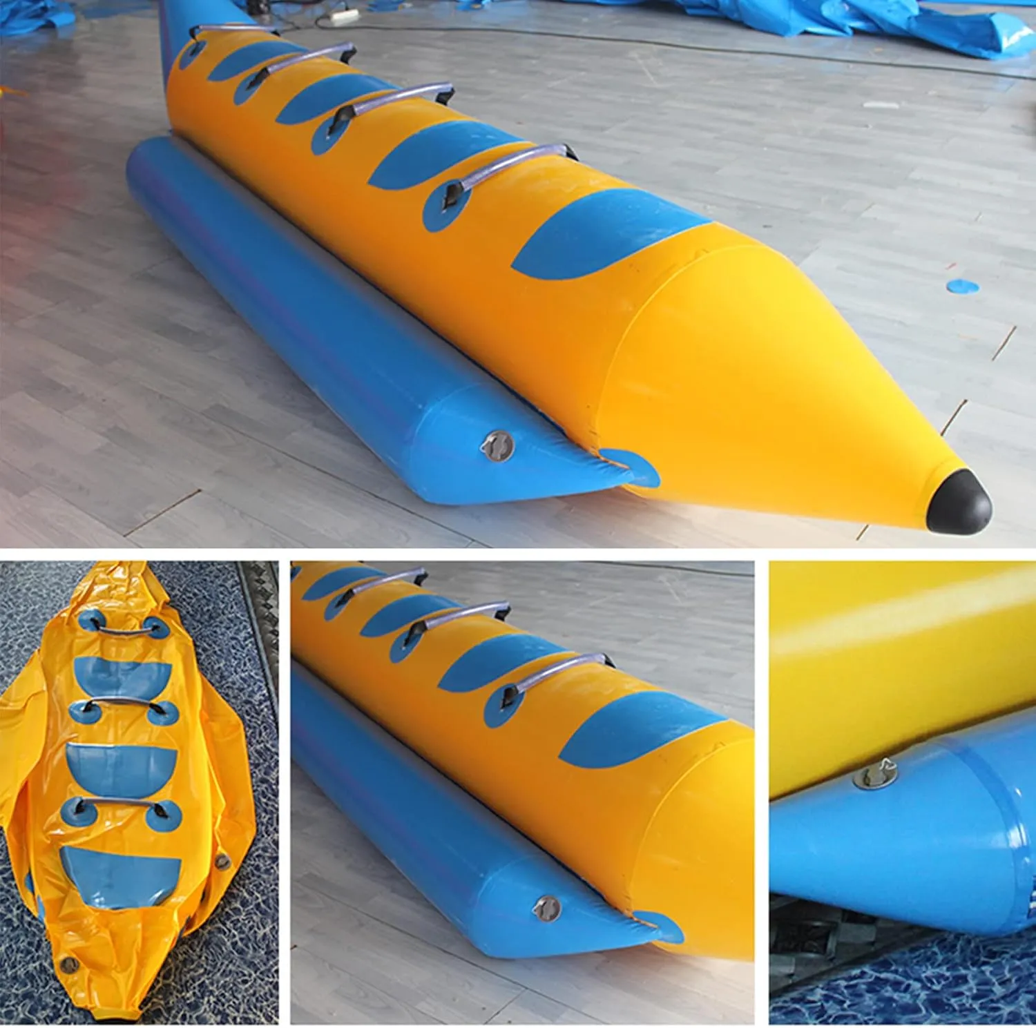 Surfing PVC Inflatable Banana Boat, Double Row Tow Tube Inflatable Flying Fish Banana Boat, Water Park Amusement Surfing Equipment for Adults and Kids,A
