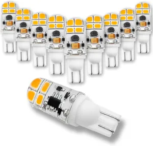 T5 T10 Wedge Base 2W LED Bulb for 12V 24volt Landscape Path Light, 921 922 912 194 168 T10 Wedge RV Camper Trailer Motorhome Marine Boat Dome Light, 2700K Warm White, 10 Pack