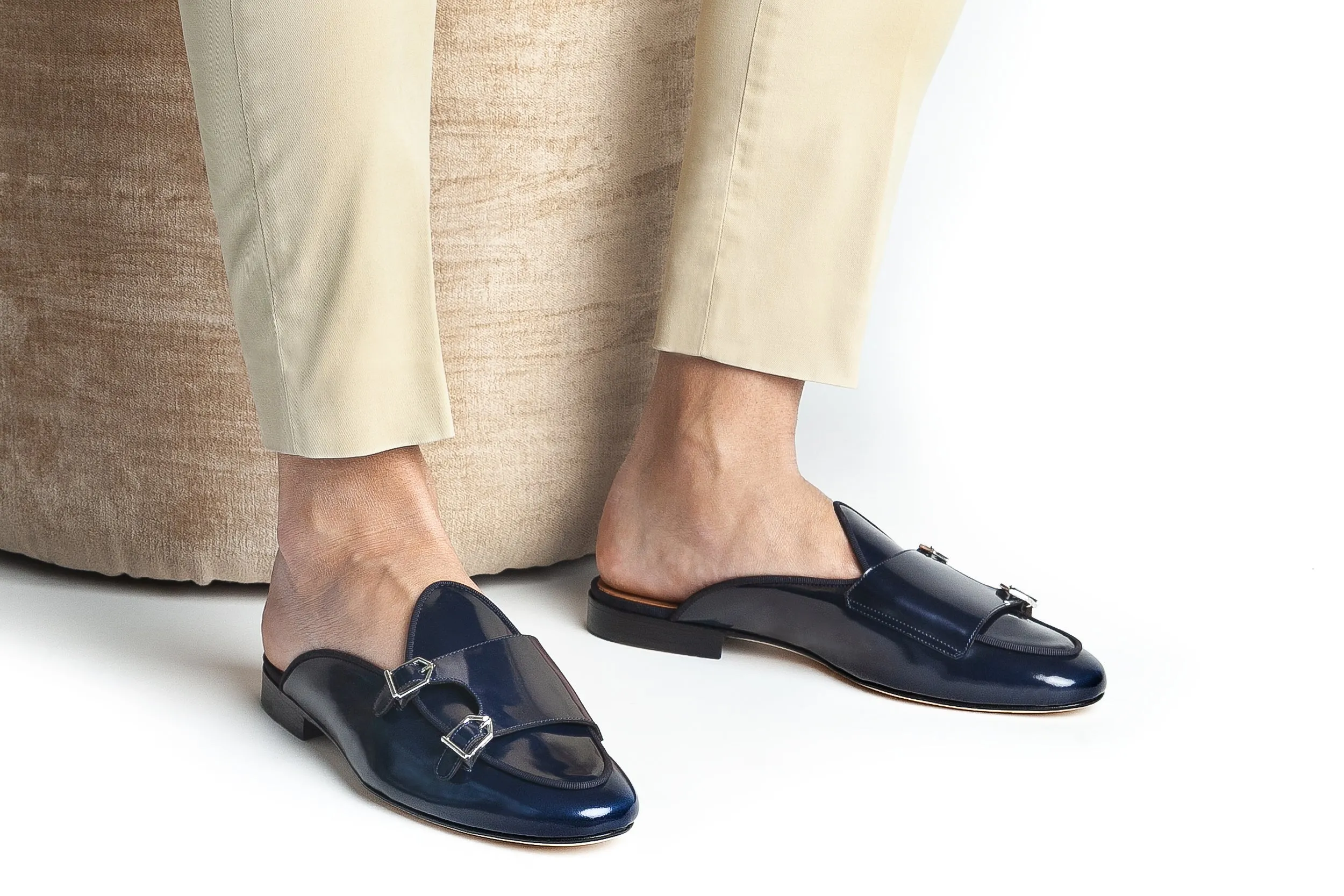 TANGERINE 7 BRUSHED NAVY MULES