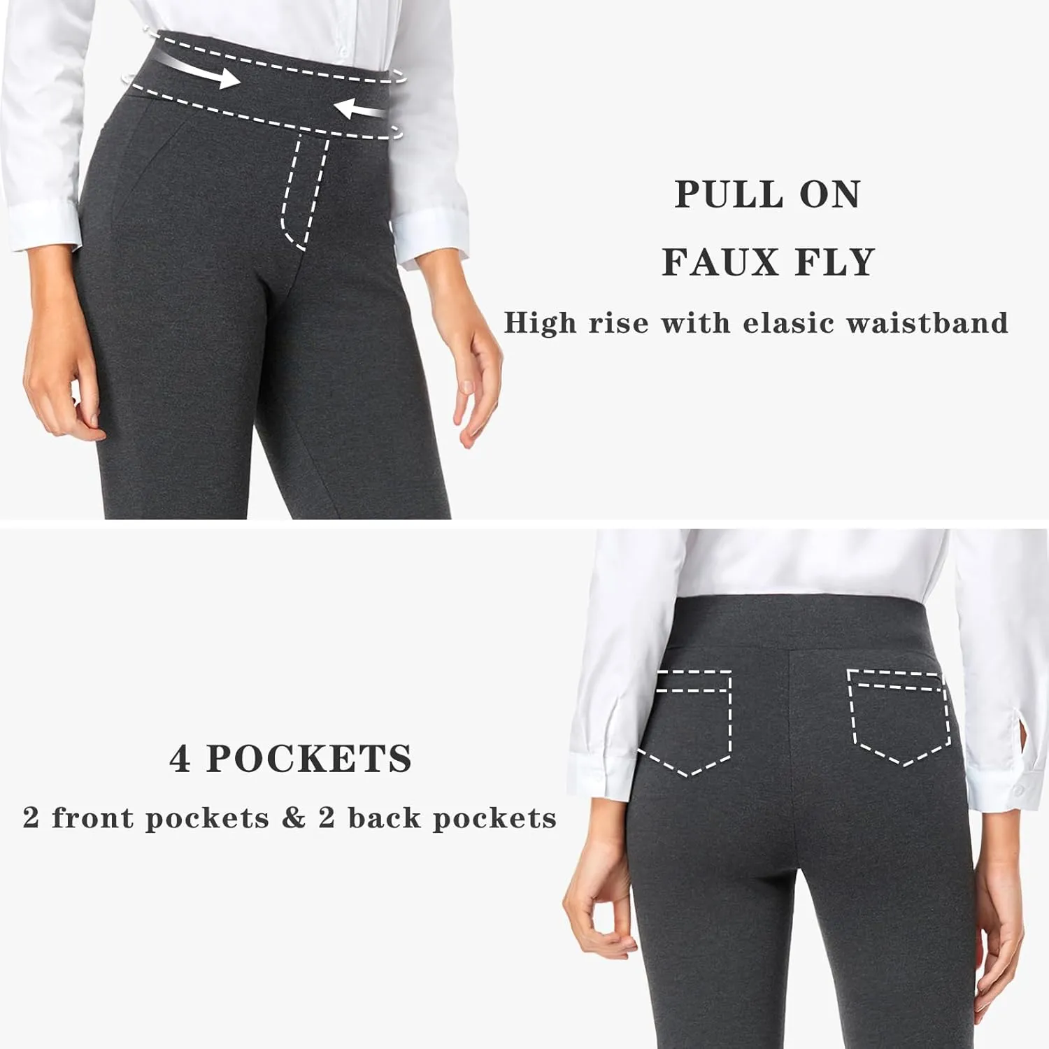 Tapata Women's Capri Dress Pants 19"/20.5" Stretch High-Waist Crop Office Work Pants Summer Casual Capris Slacks Yoga