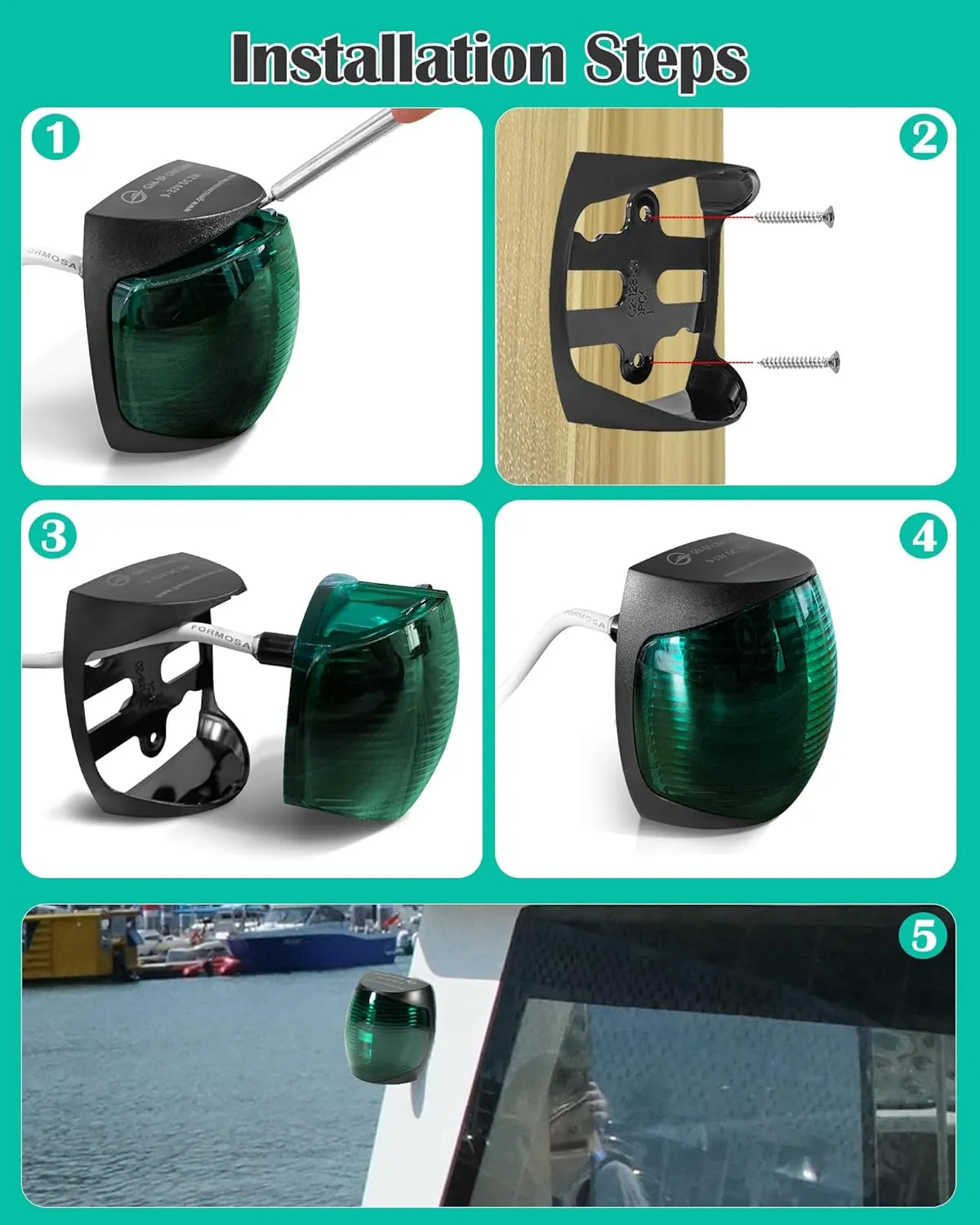THALASSA Marine Boat Navigation Lights - 2NM 12V Red Port Green Starboard Light Stern 3 NM Bi-Color Lights - Operates at IP55/ IP67 - Water Resistant Lamp Safe Sailing as Signal Lamp
