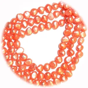 The New Red 5Mm - 6Mm Flat Baroque Cultured Freshwater Pearl Gemstone Beads 14" Ideal for Creating Unique Accessories and Decorations HUNT1S03502