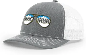 theCHIVE Busch Light Aviator Shades Logo Fishing Snapback Hat One Size Fits All (Shades - Grey/White)