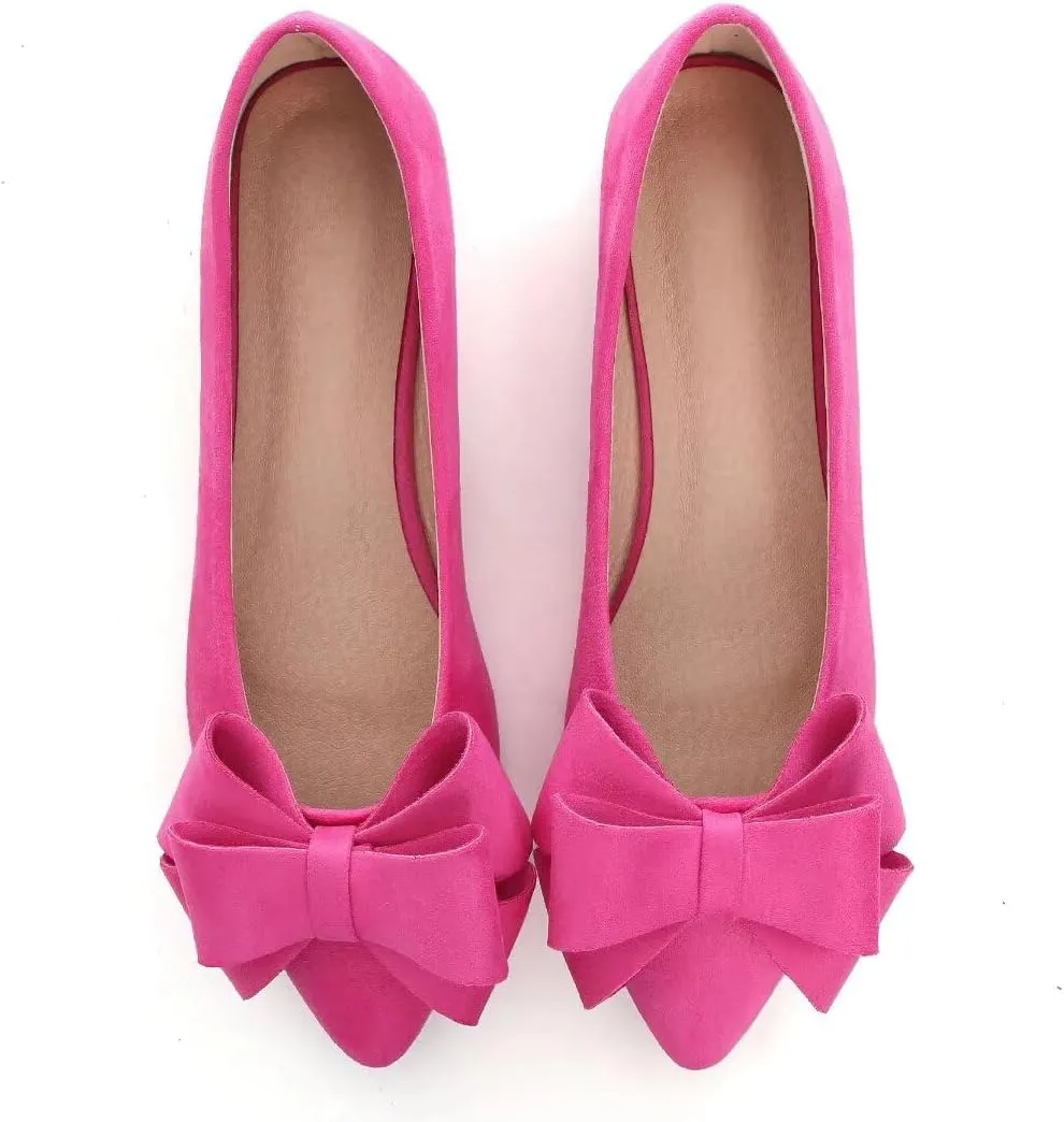 TN TANGNEST Women Fashion Bowknot Flats Comfort Pointed Toe Dress Shoes