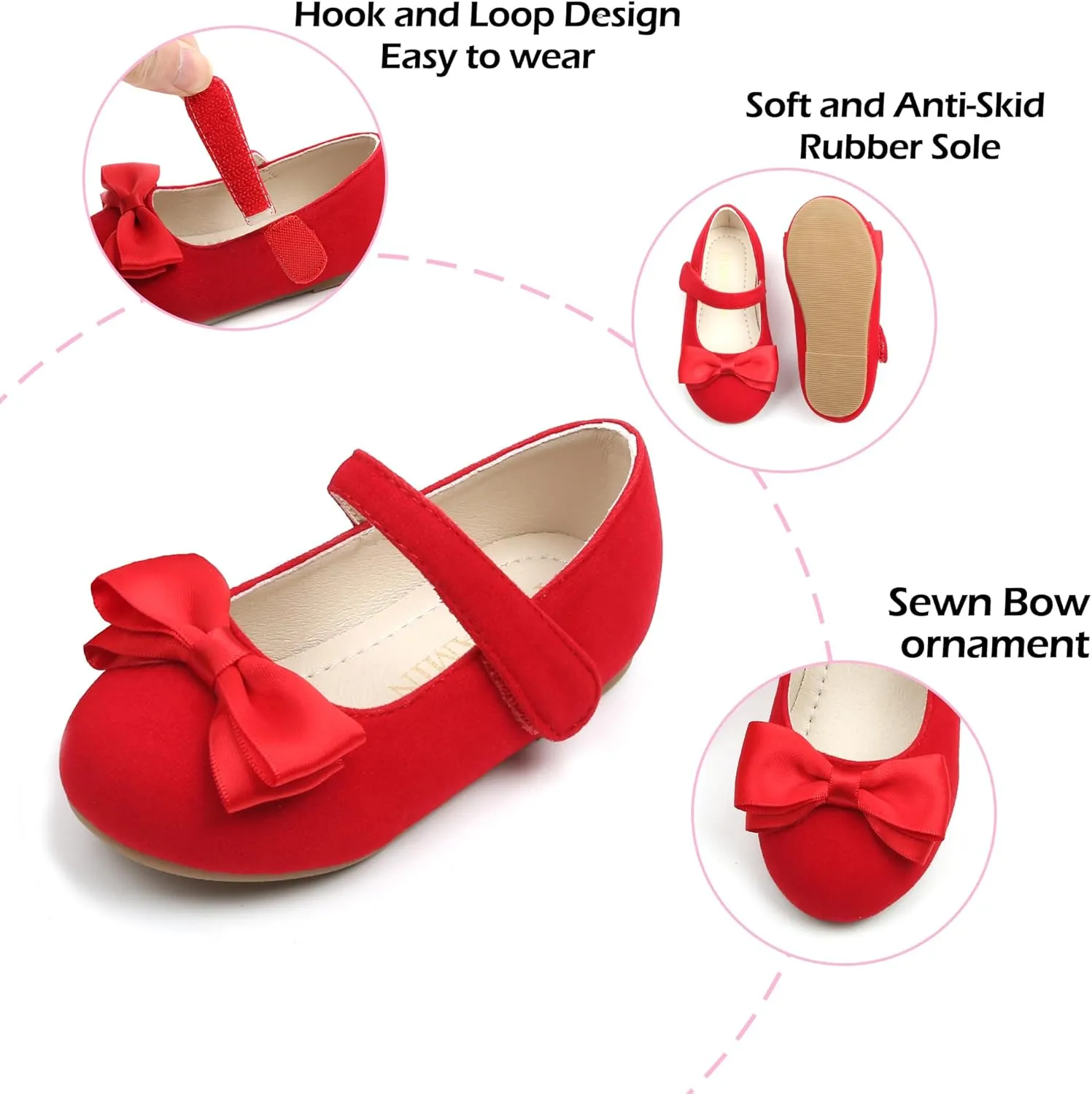 Toddler Flower Girl Dress Shoes - Little Girl Ballet Flats Wedding Party