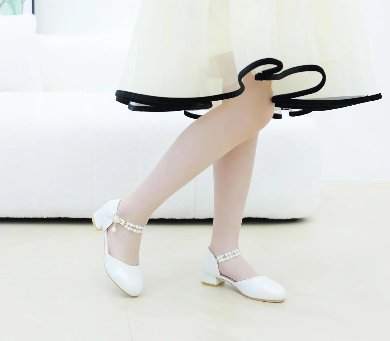 Toddler Flower Girls Dress Shoes Wedding Party School Glitter Low Heel Mary Jane Princess Pumps Sandals for Little Kids