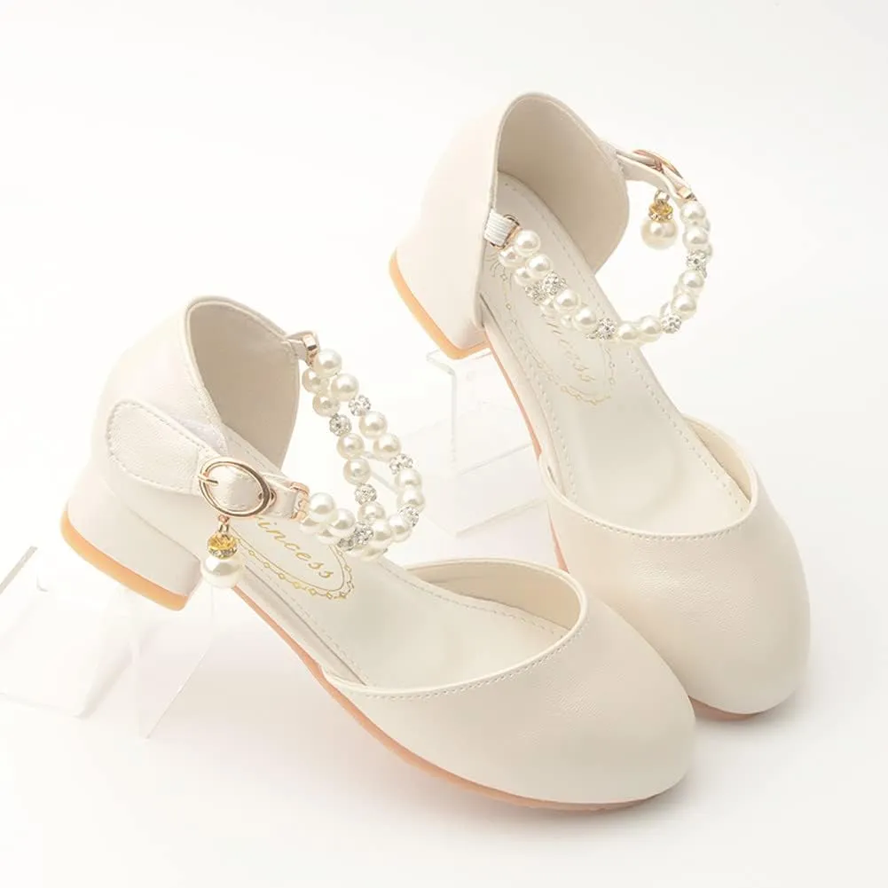 Toddler Flower Girls Dress Shoes Wedding Party School Glitter Low Heel Mary Jane Princess Pumps Sandals for Little Kids